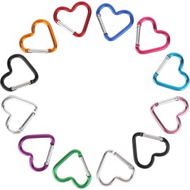 Cute Heart Shaped Carabiner Clip Aluminum Alloy Keychain, Small Carabiner Clip, Spring Snap Key Chain Clips Camping Backpack Clips Heavy Duty Carabiner Lightweight Aluminum Alloy Keychain (Silver)