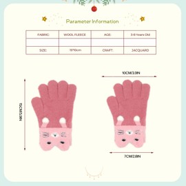 ALLY-MAGIC Kids Winter Gloves,Warm Knitted Soft Gloves Cute Knit Gloves Full Finger Gloves Stretchy Kid Mittens, Fluffy Warm Knit Gloves for Boys Girls Xmas Gift Outdoor School Y11XMST (pink)