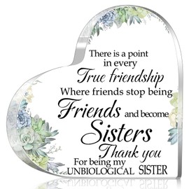 Tillskuch Friend Gifts for Women - Heart Shaped Acrylic Keepsake with Gift Box - Friendship Gifts for Women, Unbiological Soul Sister Gifts, Bestie gifts for Birthday, Christmas,Thanksgiving