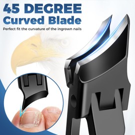Ingrown Toenail Clippers - German Nail Clippers for Men with Wide Jaw Opening, Heavy Duty Ingrown Toenail Clippers Nail Cutters, Ultra Sharp Slanted Nail Clippers with Long Handle