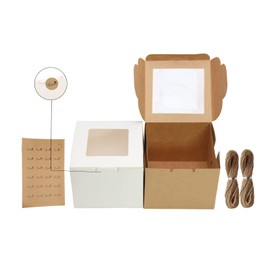 PQZKLDP PQZKLDP 12Packs 6 inch cake boxbento cake box 6 * 6 * 5 Inch mini cake boxes with Window,Mixed Dessert boxes Pastry boxes Cupcake boxes Cookies boxes