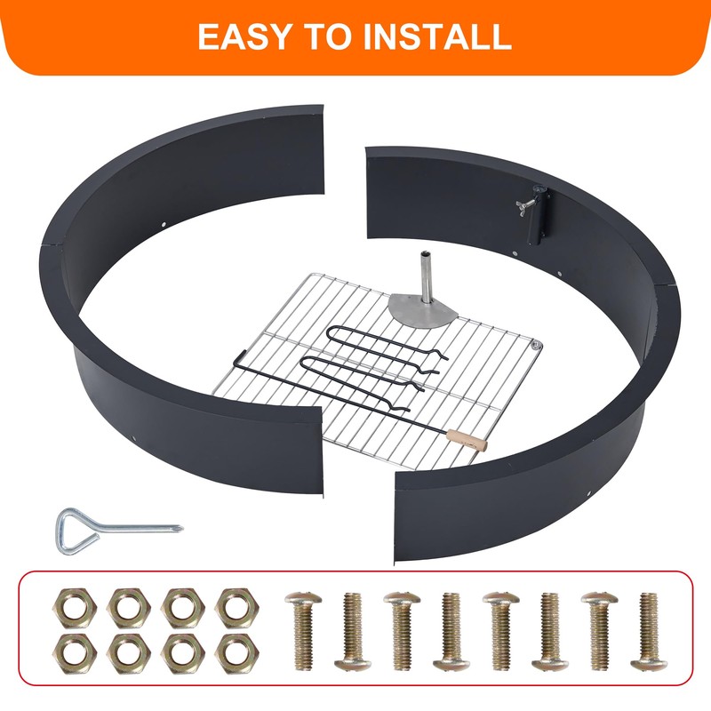 32 inch Inner Fire Pit Ring, Outdoor 2.5MM Steel Firepit