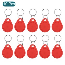 sourcing map IC Card UID Key Fobs RFID Proximity 13.56MHz Rewritable Smart Token Tag for Entry Access Control System, Red Pack of 10