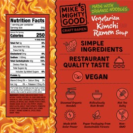 Mike's Mighty Good Craft Ramen Vegetarian Kimchi Soup - Instant Ramen Noodles - Organic Instant Noodles - Vegan Ramen Soup - 2.3 Ounces - 7 Pillow Packs