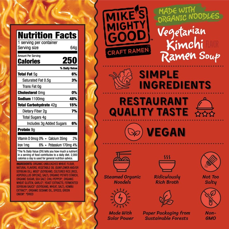 Mike's Mighty Good Craft Ramen Vegetarian Kimchi Soup - Instant