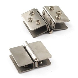 180° Glass Door Pivot Hinge Kit Zinc Alloy Shower Hinge Glass Door Double Clamp Clip with Screws,Adaptive 8-10mm Glass