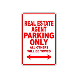 Real Estate Agent Parking Only Gift Decor Novelty Garage Metal Aluminum Sign 12"X18"