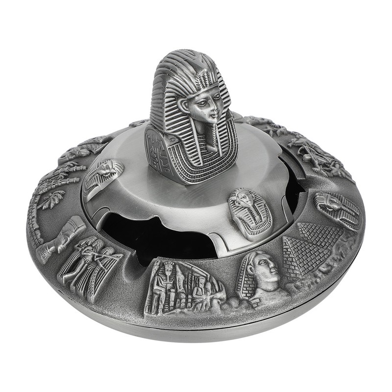 Metal Ashtray with Cover Retro Zinc Alloy Crafts Innovative Ornaments