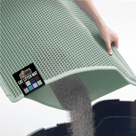 GORILLA GRIP Honeycomb Cat Litter Box Mat, Two Layer Trapping Waste Mats, Soft On Paws, Litter Box Supplies and Essentials for Indoor Cats, Traps Excess, Water Resistant for Floors, 24x15 Sage