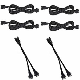 NBWDY 4pcs 60in/4.9FT RGB Extension Cords and 2pcs 2-Way Splitters Waterproof Extension Wire Cord Set for LED RGB Multi-Color Neon Accent Strips Rock Light Kits on Motorcycle ATV Car