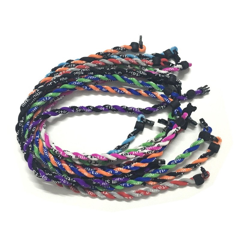 S'beauty 2 Rope Titanium Sports Tornado Necklace 18" (Red-Black)