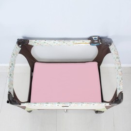 Travel Cot Fitted Sheets, 2 Pack Ultra Soft & Breathable Travel Cot Sheets 95x65cm, Fits for Joie & Maxi-Cosi Iris Travel Cot, Grey & Pink, Preshrunk