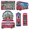 6 London Souvenirs wooden fridge magnets Union Jack British Souvenir