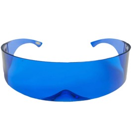 zeroUV - 80s Futuristic Cyclops Cyberpunk Visor Sunglasses with Semi Translucent Mirrored Lens Shield Sunglasses (C17 | Blue)