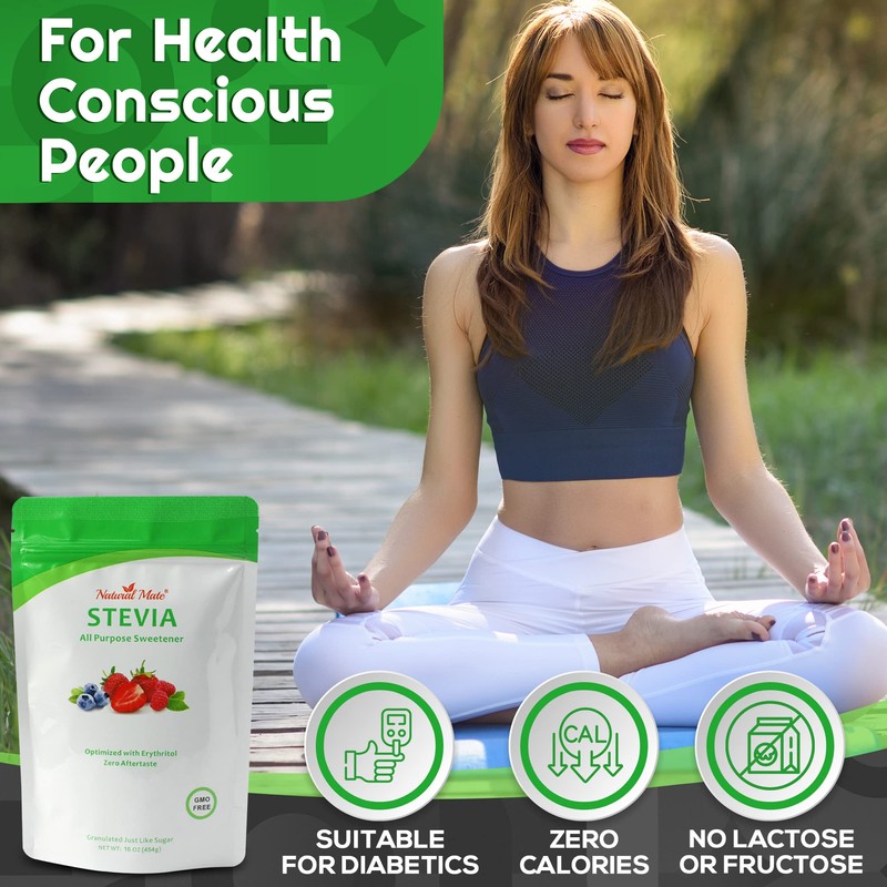 Natural Mate Zero Calorie Sweetener - Organic Stevia Granular Powder