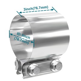 LWNWPPER Exhaust Clamp, 3 inch exhaust clamps, Muffler Clamp 304 Stainless Steel, Exhaust Band Clamps for Pipes(2pcs).