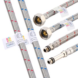 Home Range 2X M10 x 1/2, |9 Lengths|100mm Flexible Tap Connectors, Braided Stainless Steel Flexi for Kitchen & Basin Monobloc Mixer Taps, WRAS Approved, Rust & Corrosion Resistant, 1/2" BSP UK Fitting