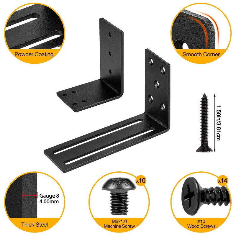 Adjustable Barricade Brackets (2pcs) - Drop Open Bar Holder for