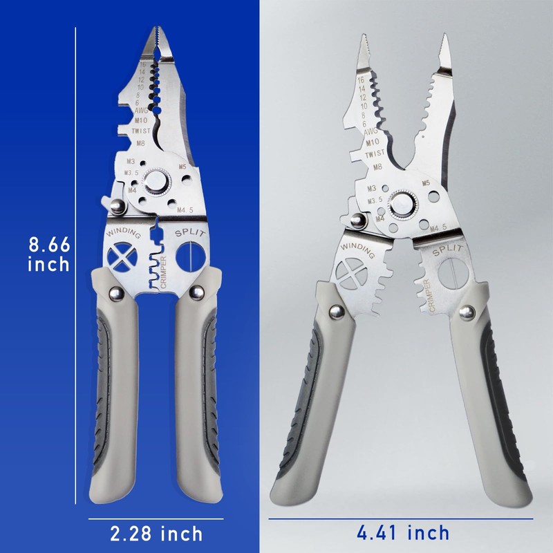Wire Stripper Tool, Multi-function, 9-in-1 Wire Cutter Wire Crimper, Adjustable