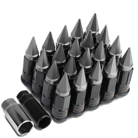 DNA MOTORING LN-ZTL-9032-15-GM 16Pcs M12 x 1.5 25mm OD/75mm Height Open End Style Wheel Lug Nuts + Lock Nut + Key + Extension Adapter, Gun Metal