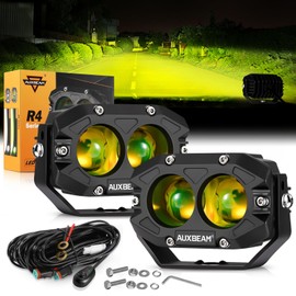 Auxbeam 4In 60W Amber Fog Lights, Amber Led Pods Super Bright Spot Beam Offroad Lights with Plug and Play Wiring Harness Kit for Truck SUV ATV UTV Jeep Wrangler Motorcycle