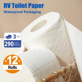 SheeChung RV Toilet Paper - 12 Rolls, Rapid Dissolve, Septic Safe, Travel Toilet Tissue for RVs, Boats, Marine, Camper Accessories- 3 Ply, 290 Sheets