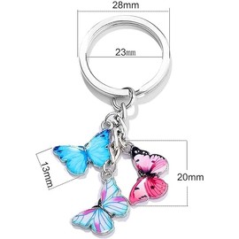 SquarezhenBo Multicolor Colourful Butterfly Key Ring Car Key Man Women Bag Accessories Jewellery Gifts, as shown,Keyrings and Keychains, Accessories