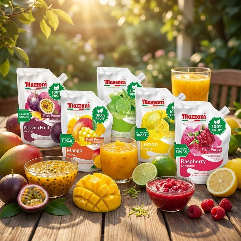 Mazzoni - Raspberry Puree, 100% Pure Raspberries, Just Fruit, No