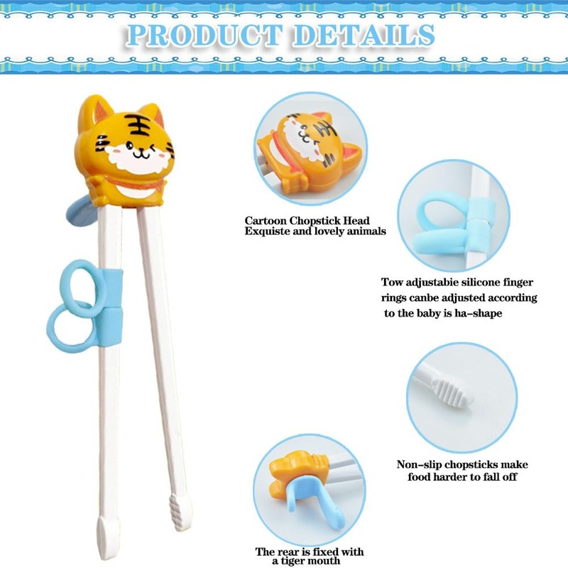 Quimoy 2 Pairs Chopsticks for Kids, Automatic Rebound Kids Chopsticks