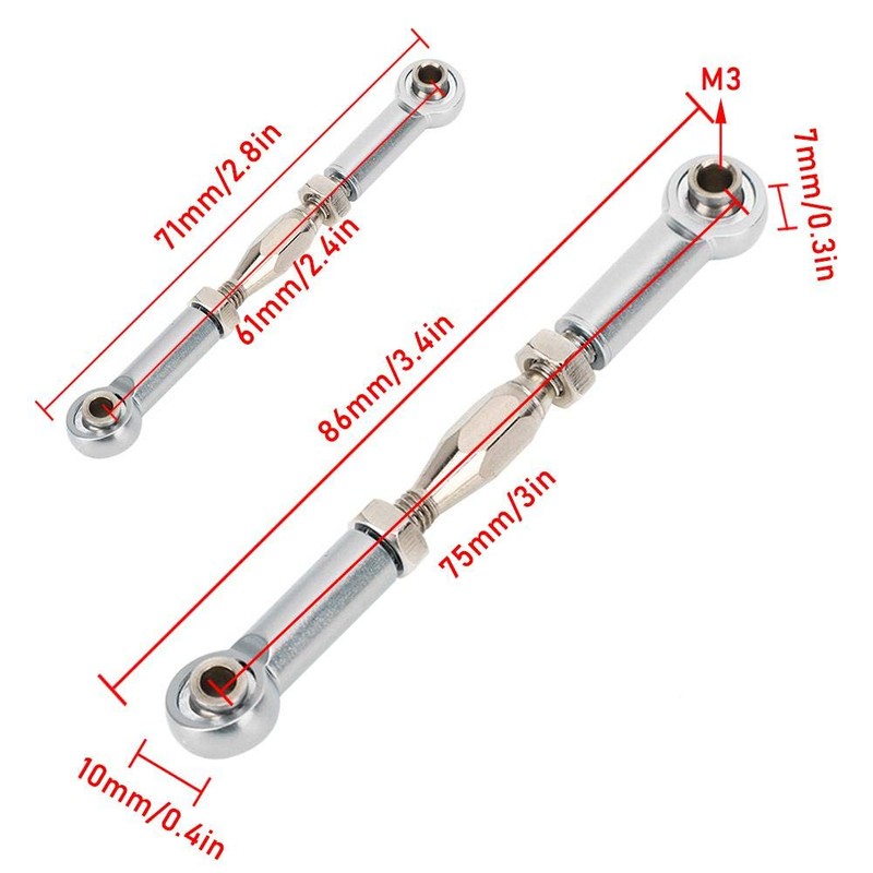 RC Pull Rod, 6Pcs Adjustable Servo Links Tie Rod Aluminum