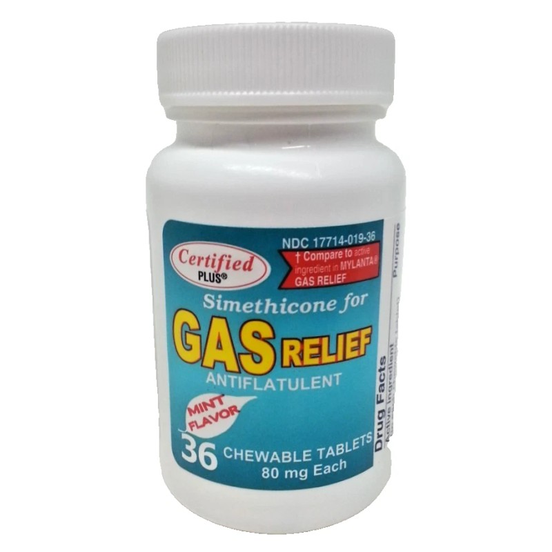 Certiifiedplus 2-PK Simethicone Gas Relief Chewable Tablets 80mg Anti-Gas Bloating