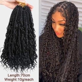 TTPSRY 16 Packs Boho Crochet Braids 14 Inch Goddess Braids Hair Extensions Synthetic Curly Crochet Hair for Black Women (1B)