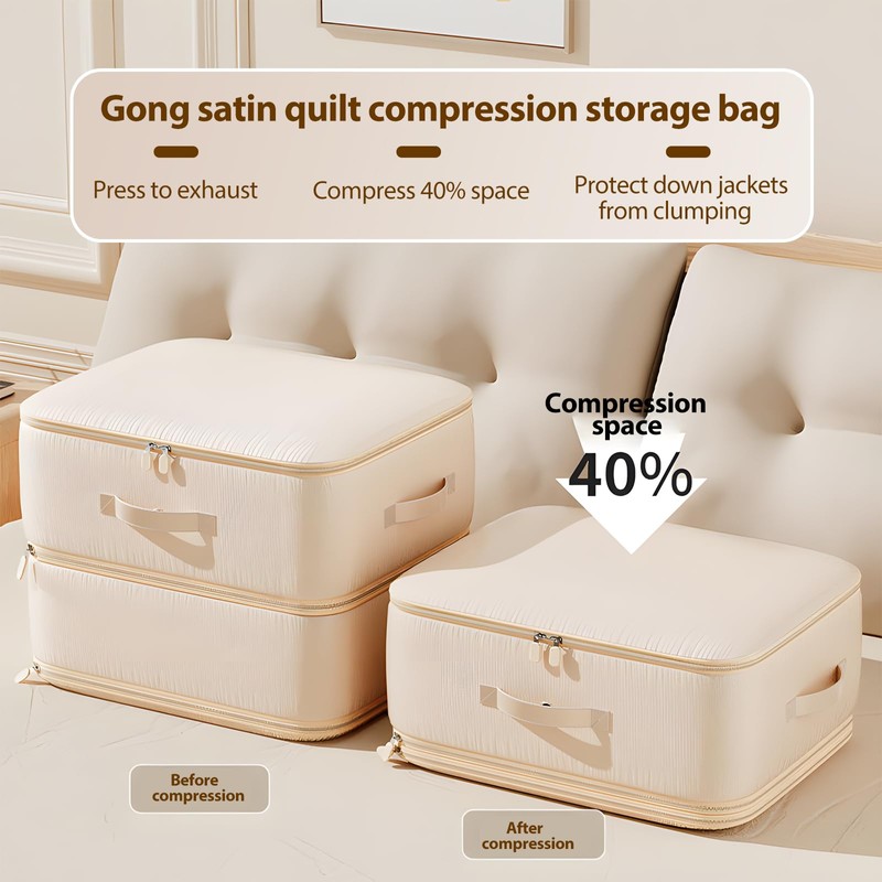 Compression Zipper Storage Bags,2 Pack Foldable Duvet Storage Organisers Large