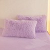HAIHUA Lavender Fluffy Comforter Set, Fluffy Plush Shaggy Duvet Cover