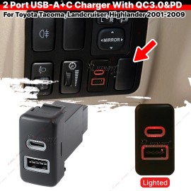 LUC Type-A/C Premium USB Charger Adapter Switch For Toyota Tundra FJ Cruiser Tacoma