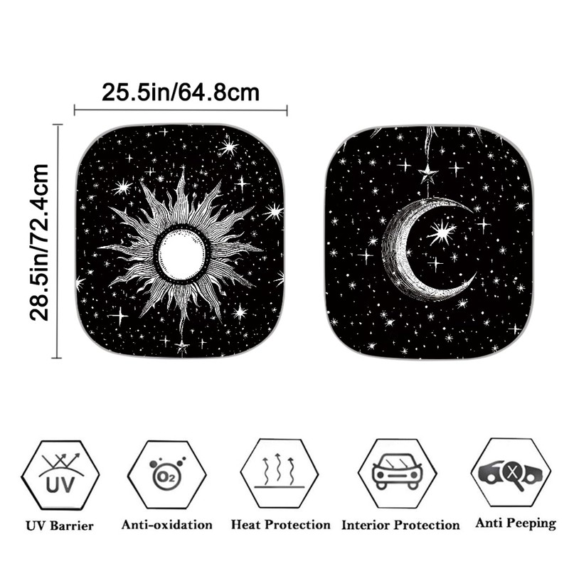 Coldinair Sun Moon Front Windshield Shade 2Pcs Sunshade for Car