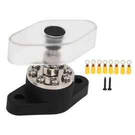 Distribution Stud Junction Post Black 3/8in 300A with Transparent Cover For Motor ATV Ship Electrical Equipment