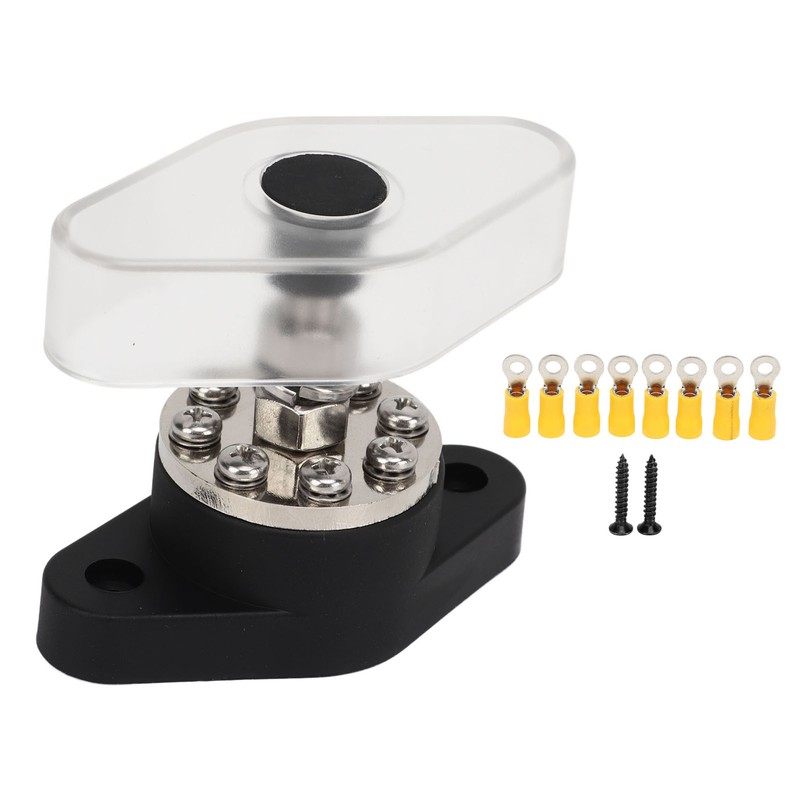 Distribution Stud Junction Post Black 3/8in 300A with Transparent Cover