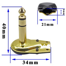 zdyCGTime DIY Right Angle 6.35MM 1/4" Stereo Crab Shell Audio Plug, 90 Degree 1/4 inch Male TRS Pancake Style Plugs Connectors for Speaker,Bass,Amp,Microphone Electric Guitar Cable(4 pack/3 pole)