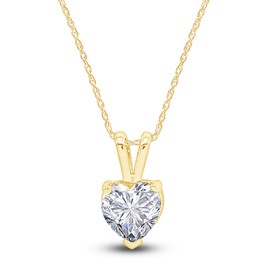 Jewel Zone US 4 Ct Heart Cut White Cubic Zirconia Pendant Necklace in 10K Solid Gold