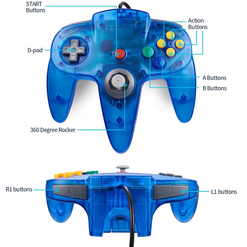 miadore Retro 64-Bit N64 Controller,Kabelgebundener Gamepad Controller Joystick für N64