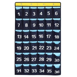 NIMES Numbered Organizer Classroom Pocket Chart for Cell Phones Calculators Holders Blue (36 Pockets)