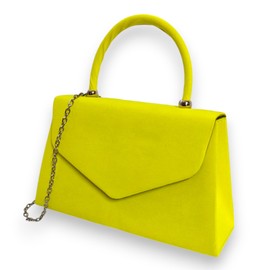 fi9® Retro Suede Tote Style Wedding Ladies Party Prom Evening Clutch Hand Bag Purse (Neon Green)