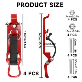 Shovel Holder, Pack of 4, Shovel Holder for Roof Racks, Shovel Holder for Fixing Spades & Tools, Roof Rack Accessories for Car, Boat & Outdoor Equipment (Red)