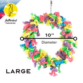 Featherland Paradise Cotton Snuggle Ring Bird Toy, Bird Perch, Large Bird Toys, for Parrots, Cockatoos, Macaws, Large Birds