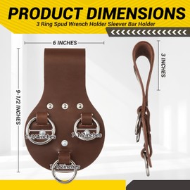 Beeveer 1 Pcs 3 Ring Spud Wrench Holder Sleever Bar Holder Tool Holster Vegetable Tanned Leather Ironworker Tool Belt for Ironworker Tools Organization, Hold Spud Wrench, Hammers, and More(Brown)