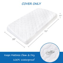 Cot Mattress Pad Waterproof, Quilted Cot Size Mattress Pads Protector Cover 30" X 75" Fitted for Narrow Twin/Camp Bunk/Rvs Bunk/Guest Beds, Soft Breathable Microfiber Topper, White (Cover Only)