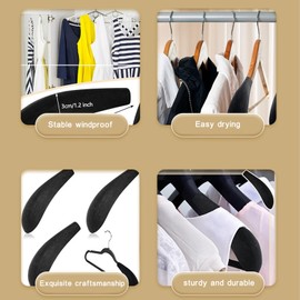 Hanger Shoulder Foam,Hangerr Protectors for Garments,8pcs Hangerr Shoulderr Rest Velvet Hangers Non Slip Hangers Shoulder Pads Clothes Racks Flocking Black