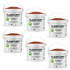 FlashDry Super Spill Absorbent, 5L Bucket with Dispenser Lid, 100% Organic Coco Coir, Landfill Safe, OSHA Approved, Ideal for Absorbing Oil, Paint, Grease in Garages, Kitchens, Janitor Kits, Pack of 6