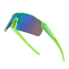 X Power ANSI Z87+ Aegis Sports One Piece Mirrored Paint Splattered Sunglasses Wrap Around Frame UV400